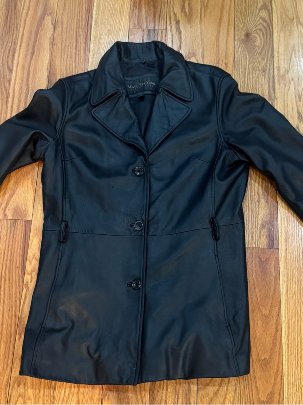 Marc New York Black Leather Button-Front Jacket